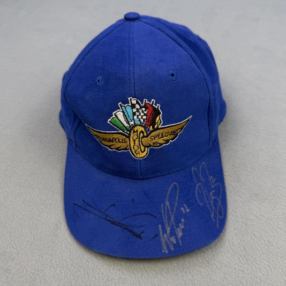 Vintage Indianapolis Motor Speedway Hat Cap Strap Back Mens OSFM Logo 7 Signed